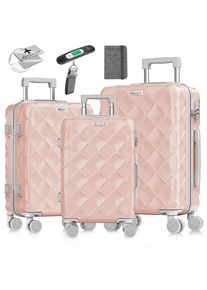 Kesser® Reisekoffer Set 3-teilig Kofferset ABS Hartschalenkoffer mit Zahlenschloss, Kofferwaage & Reisebrieftasche 360° Rollen Handgepäck & große Koffer für Business & Reise Trolley