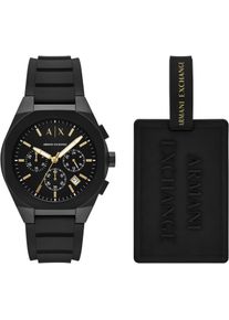 Armani Exchange Herren Chronograph "SYNC"schwarz, schwarz, Armbanduhren, Quarzuhr, Armbanduhr, Herrenuhr, Silikonarmband, analog, Tag