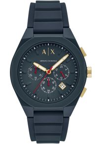 Armani Exchange Herren Chronograph "SYNC"dunkelblau, Armbanduhren, Quarzuhr, Armbanduhr, Herrenuhr, Silikonarmband, analog, Tag