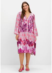 sheego loves miss goodlife Große Größen Stufenkleid in Knielänge mit Ballonärmeln Gr. 46 pink von sheego für Damen
