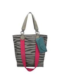 Henkeltasche Fritzi aus Preussen "Izzy02", Damen, Gr. B/H/T: 11cm x 39cm x 32cm, grau (grau, pink), Baumwolle, mehrfarbig, Taschen, mit abnehmbarem Brillenetui