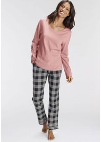 H.I.S. H.I.S Pyjama mehrfarbig Gr. 32 für Damen. Rundhals und Allover-Druck. Basic. Nachhaltig.