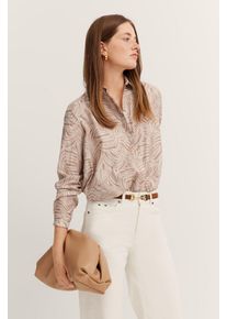 Bugatti Damen Hemdbluse50, beige, casual, Gr. 40, geblümt, 100% Baumwolle, Blusen, aus Baumwolle