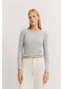 Bugatti Damen Langarmshirt250, grau, casual, Gr. XL, unifarben, 60% Baumwolle, 40% Viskose, Shirts, mit Rundhals & langem Arm