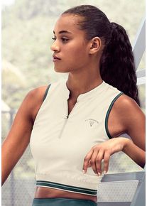 active by Lascana LASCANA ACTIVE Crop-Top 'Tennis' weiß Gr. L (44/46) für Damen. Mit Logostickerei. Figurbetont