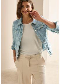 Cecil Damen Jeansjackecool salvia grün, casual, Gr. M, unifarben, Denim/Jeans, Obermaterial: 98% Baumwolle, 2% Elasthan, Jacken, mit Hemdkragen