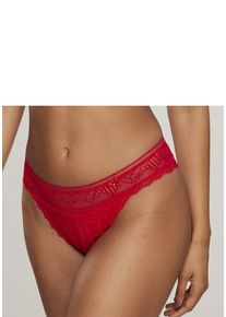Lascana String 'Tiziana' rot Gr. 32/34 für Damen. Mit Spitze, Schleife. Figurbetont. Nachhaltig.