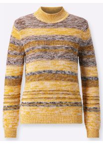 sheego Gro&szlig;e Gr&ouml;&szlig;en Langarm-Pullover mit Strickstruktur, ocker-braun-meliert, Gr&ouml;&szlig;e 50 - Damen