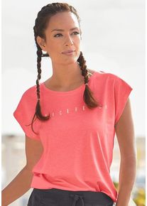 Venice Beach Kurzarmshirt orange Gr. 32/34 für Damen. Rundhals und Logodruck. Figurumspielend