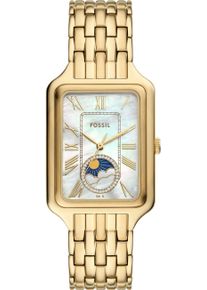 Fossil Damen Quarzuhr "RAQUEL MOONPHASE"goldfarben, Armbanduhren, Armbanduhr, Damenuhr, Edelstahlarmband, analog, Mondphase, Glassteine
