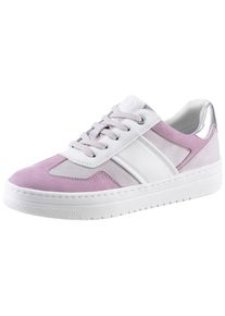 Marco Tozzi Damen Plateausneaker, Gr. 38weiß, lila, flieder, Textil, Lederimitat, kontrastfarbene Details, Veloursleder, sportlich, Schuhe,