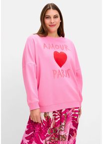sheego loves miss goodlife Große Größen Sweatshirt mit Frontdruck und Rundhalsausschnitt Gr. 54 pink von sheego für Damen