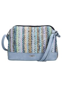 Rieker Damen Umhängetaschehellblau multicolor, Textil, Lederimitat, Flechtoptik, Taschen, Schultertasche, Damen-Tasche mit verstellbarem Umhängeriemen