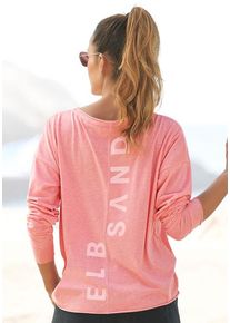 ELBSAND Langarmshirt 'Eltje' orange Gr. L für Damen. Rundhals und Logodruck. Figurumspielend. Nachhaltig.