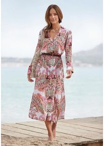 Lascana Hemdblusenkleid mehrfarbig Gr. 42 für Damen. Mit Allover-Druck. Figurumspielend. Nachhaltig.