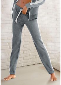 BENCH. LOUNGEWEAR Loungehose mehrfarbig Gr. 32/34 für Damen. Mit Logodruck. Bequem. Nachhaltig.