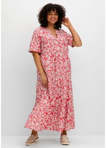 Große Größen Maxikleid mit grafischem Alloverprint Gr. 56 rot von sheego für Damen