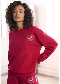 H.I.S. H.I.S Sweatshirt rot Gr. 36/38 für Damen. Rundhals und Druck. Bequem. Nachhaltig.