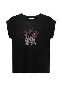 DEDICATED T-Shirt Visby Meow T-Shirt Damen (Gr S |schwarz)