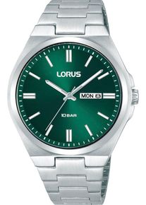 Lorus Damen Quarzuhrsilberfarben, grün, Armbanduhren, Armbanduhr, Damenuhr, Herrenuhr, Edelstahlarmband, analog, Datum