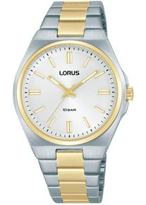 Lorus Damen Quarzuhrsilbergoldfarben, weiß, Armbanduhren, Armbanduhr, Damenuhr, Edelstahlarmband, analog, Leuchtindizes
