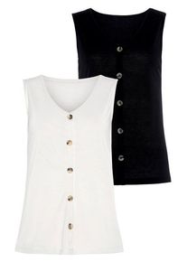 Lascana Shirttop 'mit Zierknopfleiste' mehrfarbig Gr. 32/34 für Damen. Mit V-Ausschnitt. Bequem. Nachhaltig.