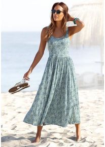 Vivance Midikleid mehrfarbig Gr. 34 für Damen. Tiefer Rundhals und Allover-Druck. Figurumspielend. Nachhaltig.