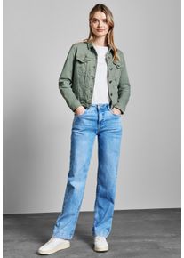 Street One Damen Jeansjackeolive washed, casual, Gr. 38, unifarben, Jeans, 92% Baumwolle, 6% Elastomultiester, 2% Elasthan, Jacken, mit Kragen