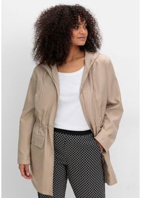 Große Größen Kapuzenjacke mit Reißverschluss und Tunnelzug Gr. 46 beige von sheego für Damen