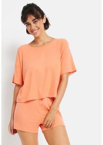 LSCN BY LASCANA Shorty corale Gr. 32/34 für Damen. Rundhals und Zierknöpfe. Oversize