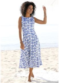 Beach Time BEACHTIME Midikleid mehrfarbig Gr. 46 für Damen. Rundhals und Allover-Druck. Figurumspielend
