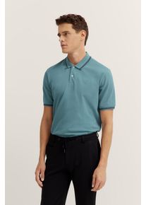 Poloshirt Bugatti, Herren, Gr. L, 550, flaschengrün, 100% Baumwolle, unifarben, casual, normal, ohne Ausschnitt, Kurzarm Rippbündchen, Shirts, mit Kontraststreifen und Bruststickerei