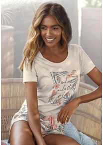 Lascana Shorty mehrfarbig Gr. 32/34 für Damen. Rundhals und Print. Basic. Nachhaltig.
