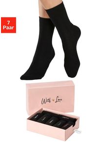 Lascana Basicsocken schwarz Gr. 35-38 für Damen. Mit Logostickerei. Elastisch. Nachhaltig.