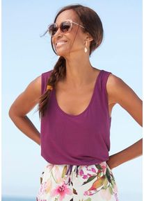 Beach Time BEACHTIME Tanktop lila+weiß Gr. 32/34 für Damen. Mit Rundhals. Figurumspielend. Nachhaltig.