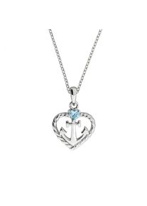 ZEEme Silber Halskette Silber 925 rhodiniert Herz Zirkonia blau