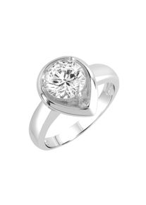 ZEEme Basic Ring Silber 925 rhodiniert Tropfen-Form mit weißem Zirkonia-Stein