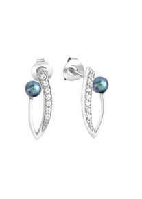 ZEEme Pearls Ohrringe Silber 925 rhodiniert mit grauer Perle und Zirkonia
