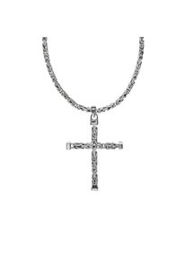 ZEEme Basic Halskette Silber 925 poliert mit Kreuz-Anhänger 60cm lang Königskette 2,2mm breit