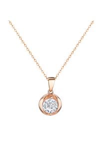 ZEEme Basic Halskette Silber 925 rosé-vergoldet 45cm lang mit weißem Zirkonia-Stein