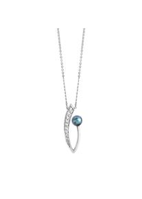 ZEEme Pearls Halskette Silber 925 rhodiniert mit schwarzer Perle & Zirkonia weiß