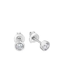 ZEEme Basic Ohrstecker Silber 925 rhodiniert mit Zirkonia weiß 4mm