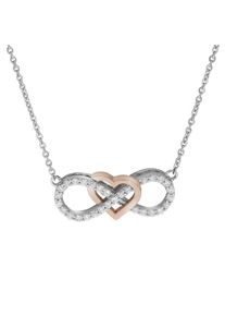 ZEEme Silber Collier 925 Silber rhodiniert vergoldet rose Herz Zirkonia Unendlichkeit
