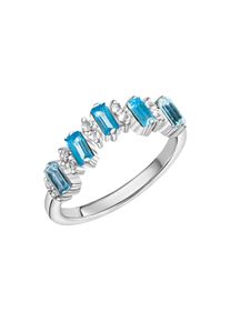 ZEEme Gemstones Ring Silber 925 rhodiniert mit 12x Weißtopas + 5x Blautopas (beh.)