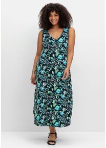 Große Größen Ärmelloses Midi-Jerseykleid mit Ornamentprint Gr. 58 blau von sheego für Damen
