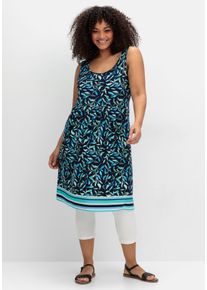 Große Größen Ärmelloses Jerseykleid mit Fronttaschen Gr. 54 blau geblümt von sheego für Damen
