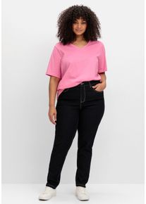 Große Größen Schmale 5-Pocket-Jeans in cleaner Optik Gr. 54 blau von sheego für Damen