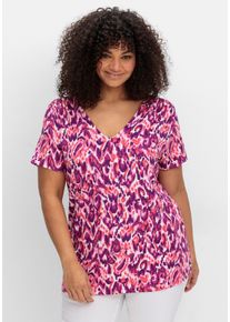 sheego by Joe Browns Große Größen Shirt mit Alloverdruck und V-Ausschnitt Gr. 44/46 pink bedruckt von sheego für Damen