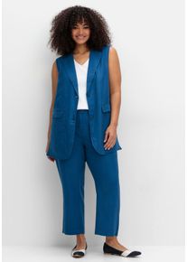 Große Größen Gerade 7/8-Hose aus Leinen-Mix, mit Teilgummibund Gr. 52 blau von sheego für Damen