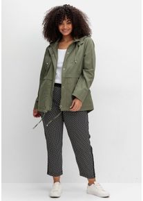 Große Größen Outdoorjacke mit Kapuze und Stehkragen Gr. 40 grün geblümt von sheego für Damen